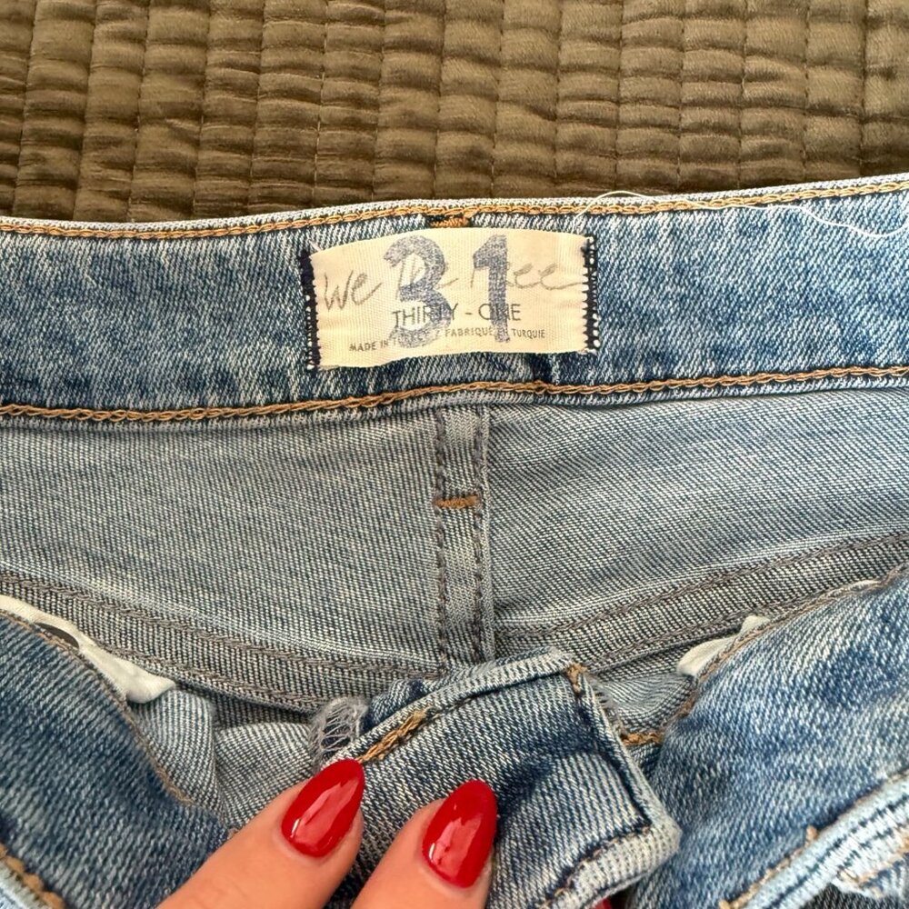 We The Free Anthropologie Light Wash High Rise Raw Hem Skinny Jeans Sz 31 - Picture 6 of 14